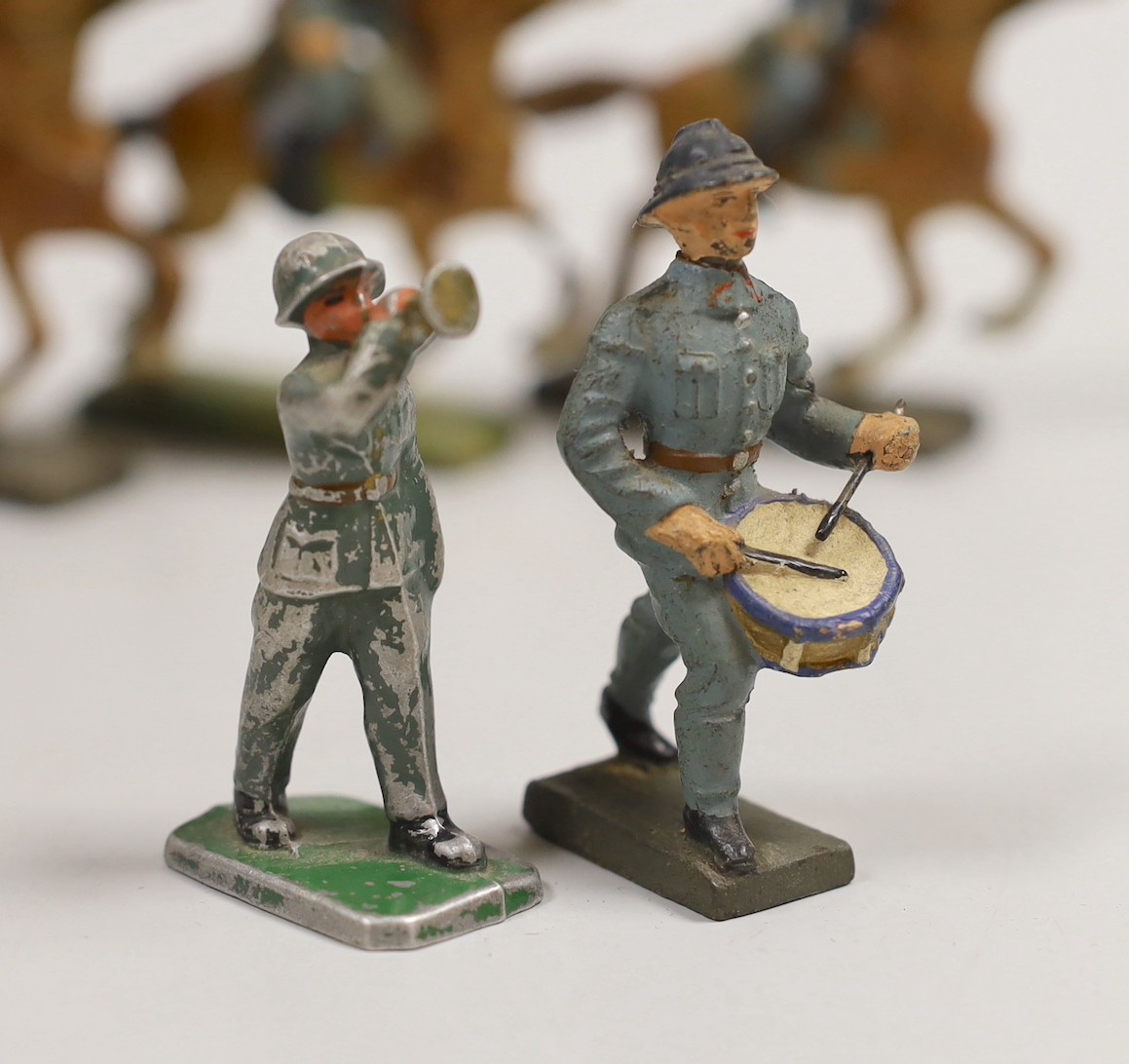 A group of Elastolin toy soldiers